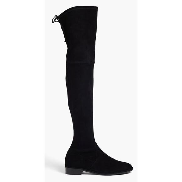 Stuart Weitzman Suede Over The Knee Boots Black Almond Toe Size 6.5 Pull On Styl - Picture 2 of 9